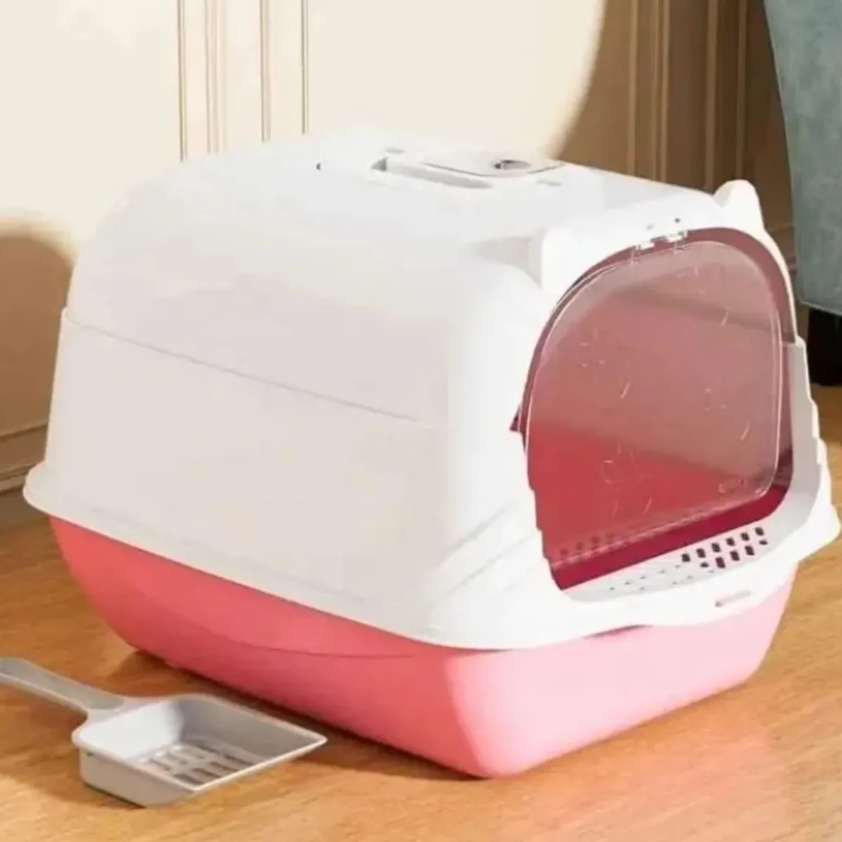 GENERICO - Arenero para Gato Baño Sanitario Cerrado Rosa