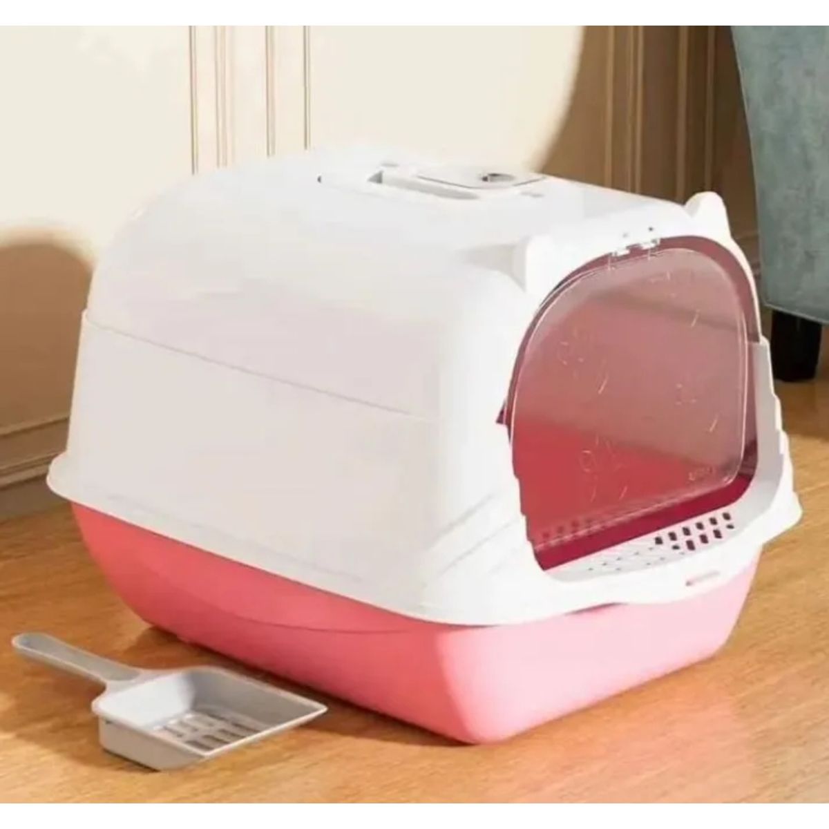 GENERICO - Arenero para Gato Baño Sanitario Cerrado Rosa