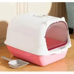 GENERICO - Arenero para Gato Baño Sanitario Cerrado Rosa