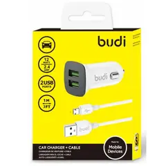 BUDI - Cargador de auto con 2 puertos y cable de 1M