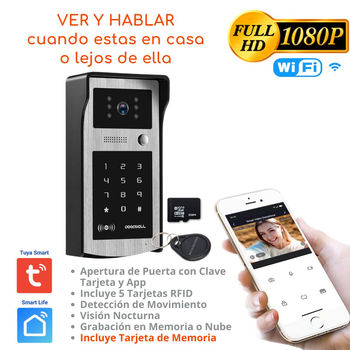 D MOTICA - Video Portero Wifi Inteligente Full Hd - Control Desde el Celular