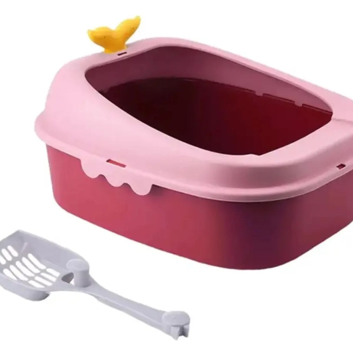 GENERICO - Arenero para Gato Baño Sanitario Abierto Rosa