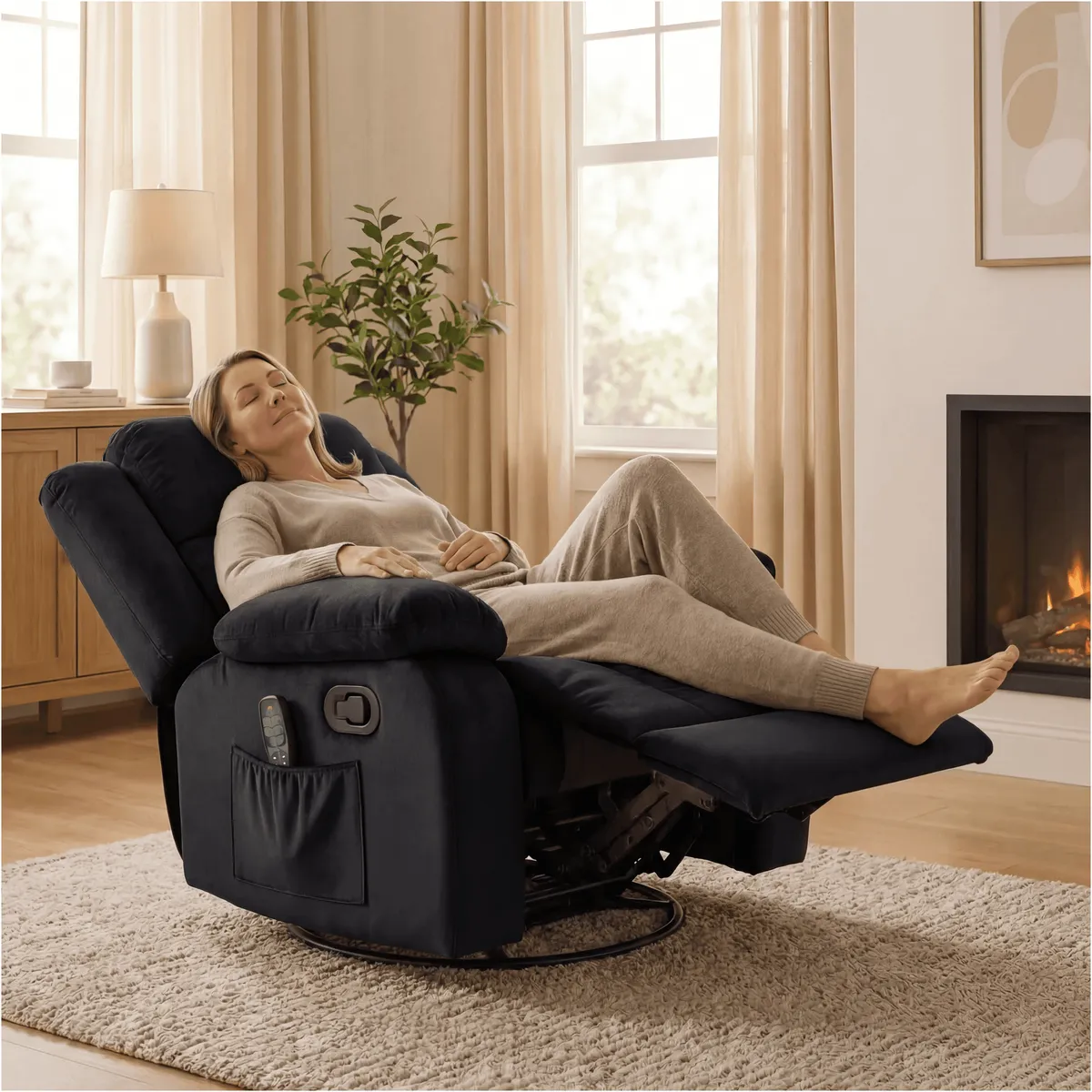 HOMER OUTDOOR - berger giratorio sillon reclinable masaje y calefaccion mecedora tela tecnica