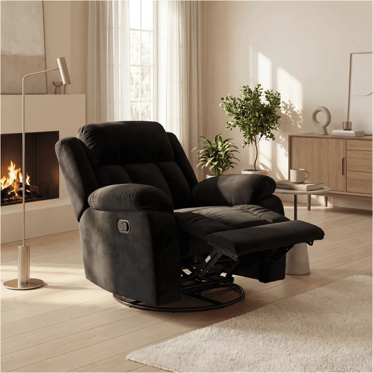 HOMER OUTDOOR - berger giratorio sillon reclinable masaje y calefaccion mecedora tela tecnica