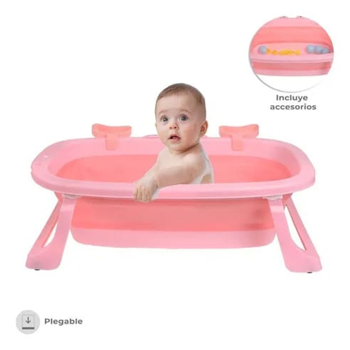 GENERICO - BAÑERA DE BEBE  PLEGABLE ROSADA CON DISEÑO DE CANGREJO