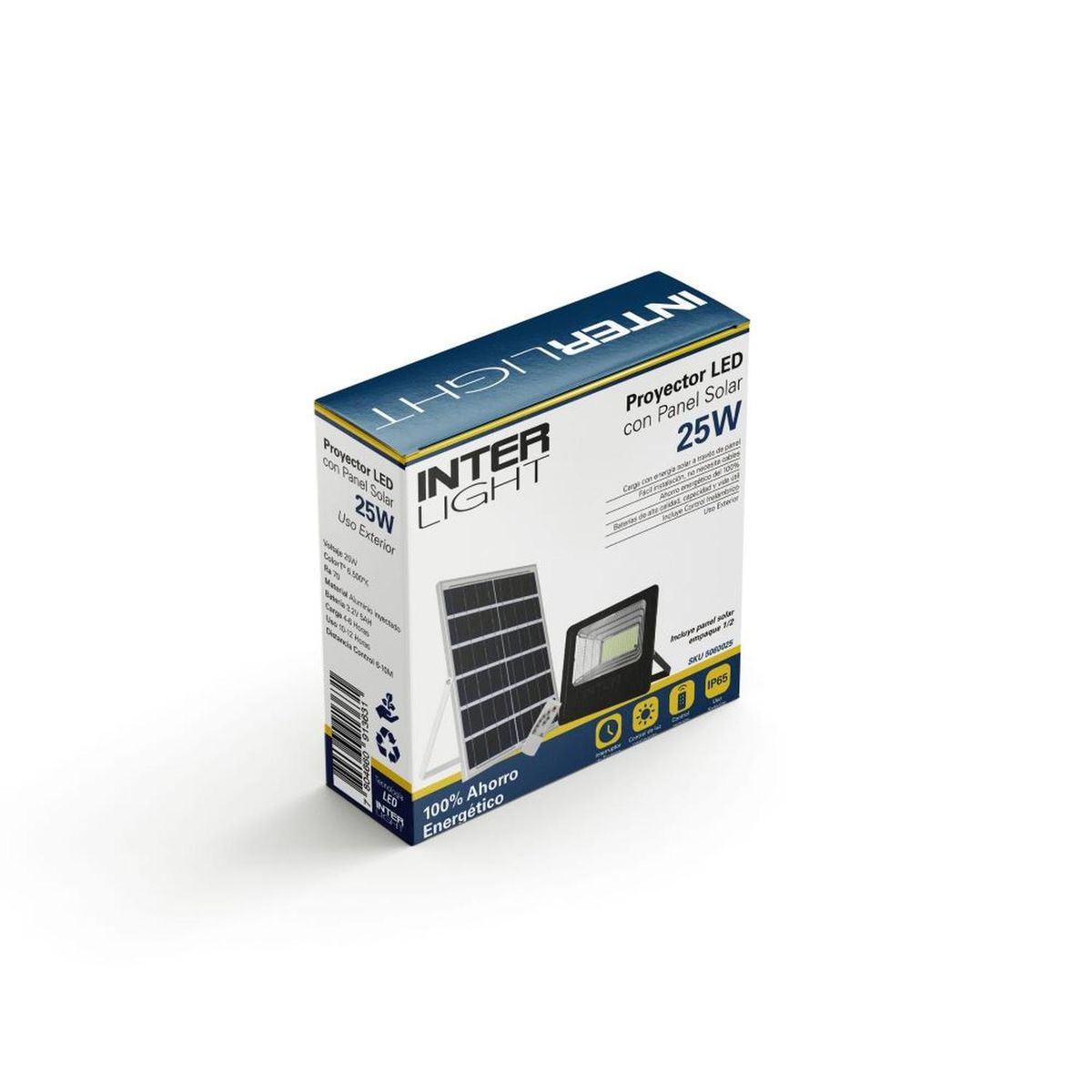 INTERLIGHT - Foco Proyector Led Solar 25W + Panel InterLight