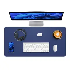 GENERICO - Alfombrilla Mousepad De Cuero Impermeable Reversible 80x40 AZUL MARINO