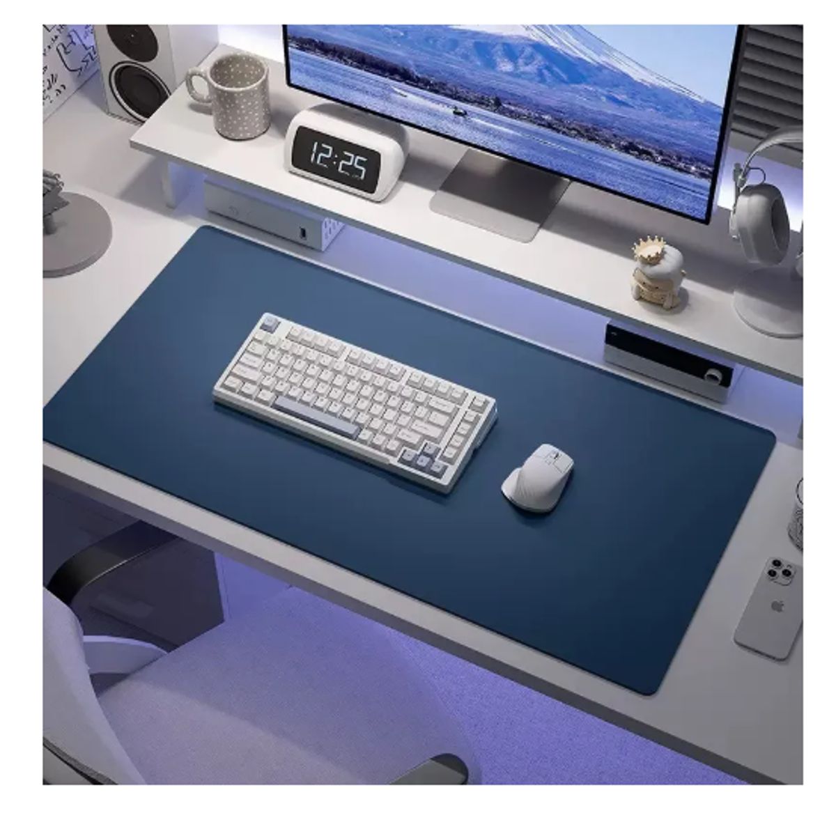 GENERICO - Alfombrilla Mousepad De Cuero Impermeable Reversible 80x40 AZUL MARINO