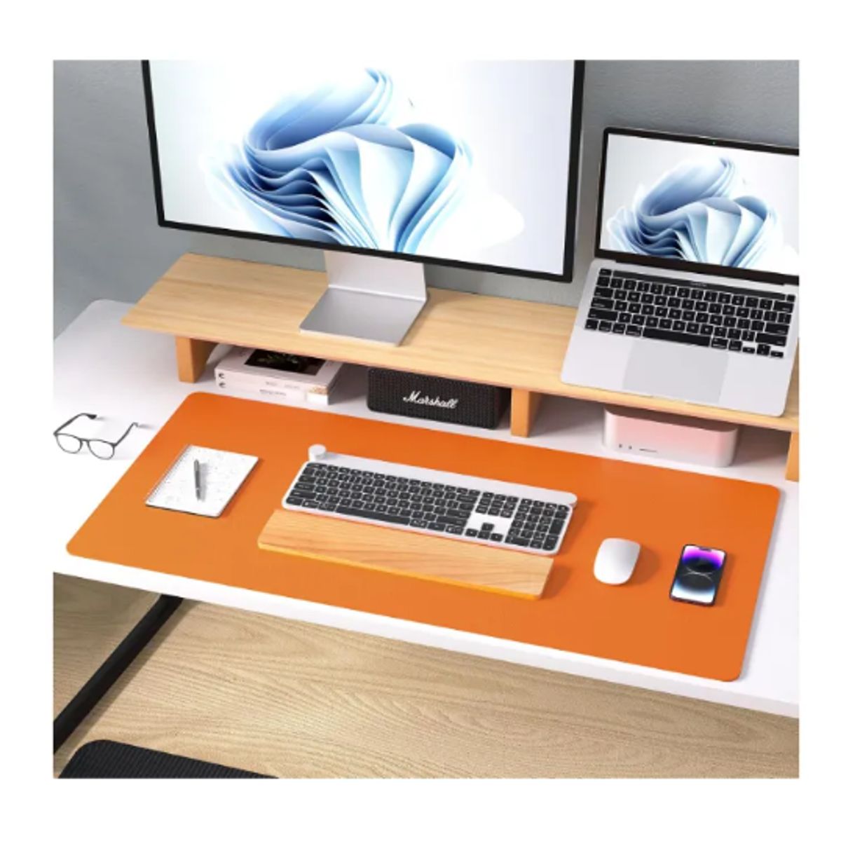 GENERICO - Alfombrilla Mousepad De Cuero Impermeable Reversible 80x40 MARRON CLARO