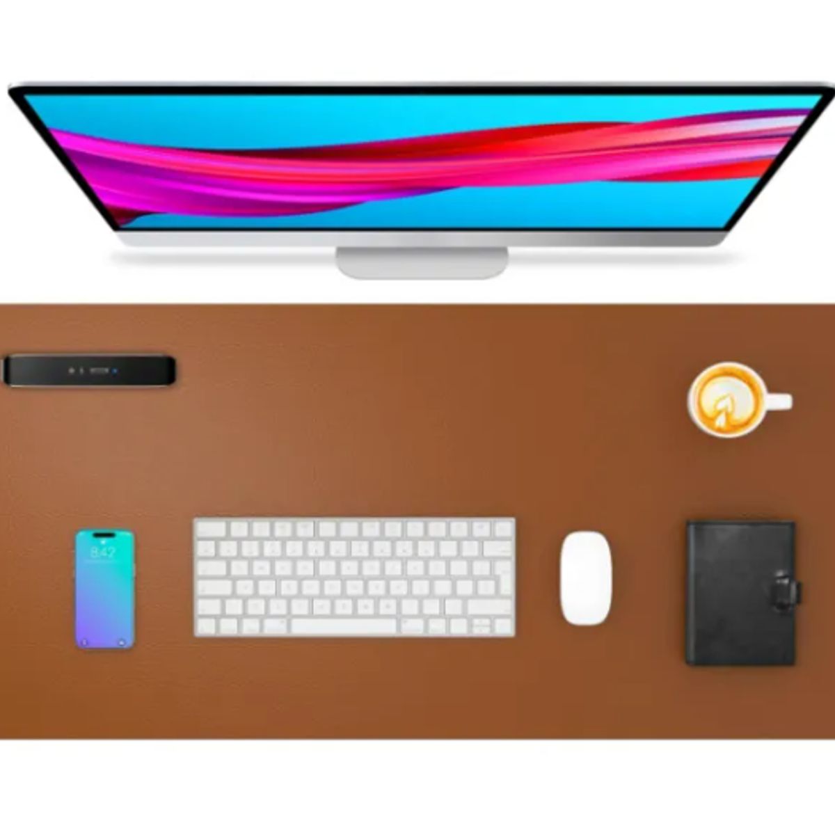 GENERICO - Alfombrilla Mousepad De Cuero Impermeable Reversible 80x40 MARRON OSCURO