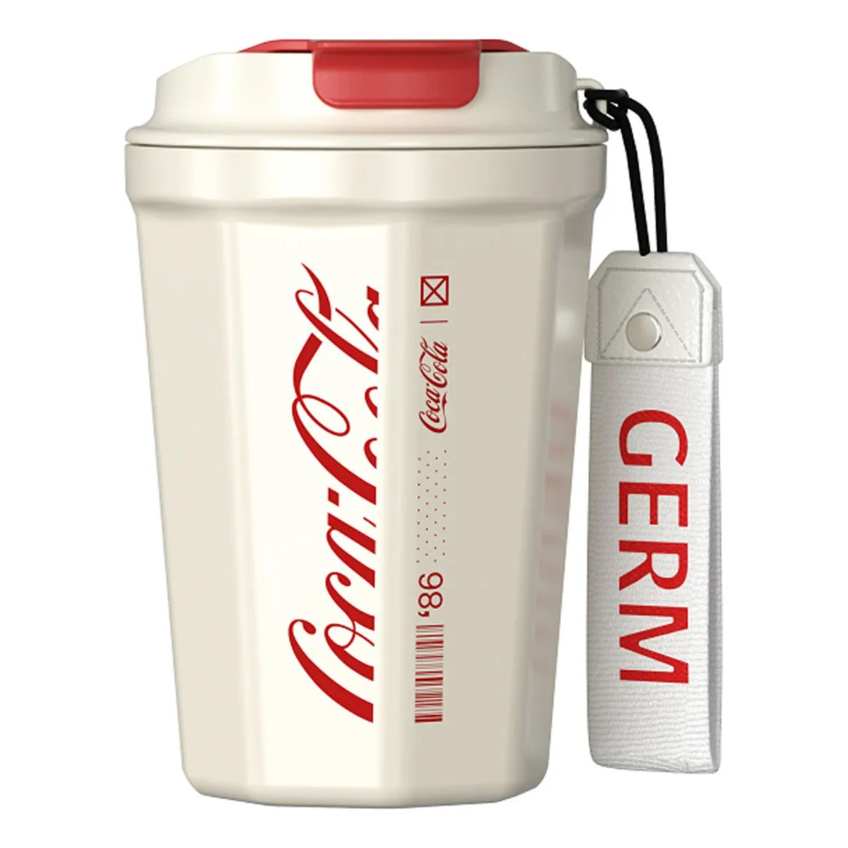 COCA COLA - COCA COLA Germ Termo Taza de Café Frío O Caliente Vaso Térmico, 390 ML Blanco