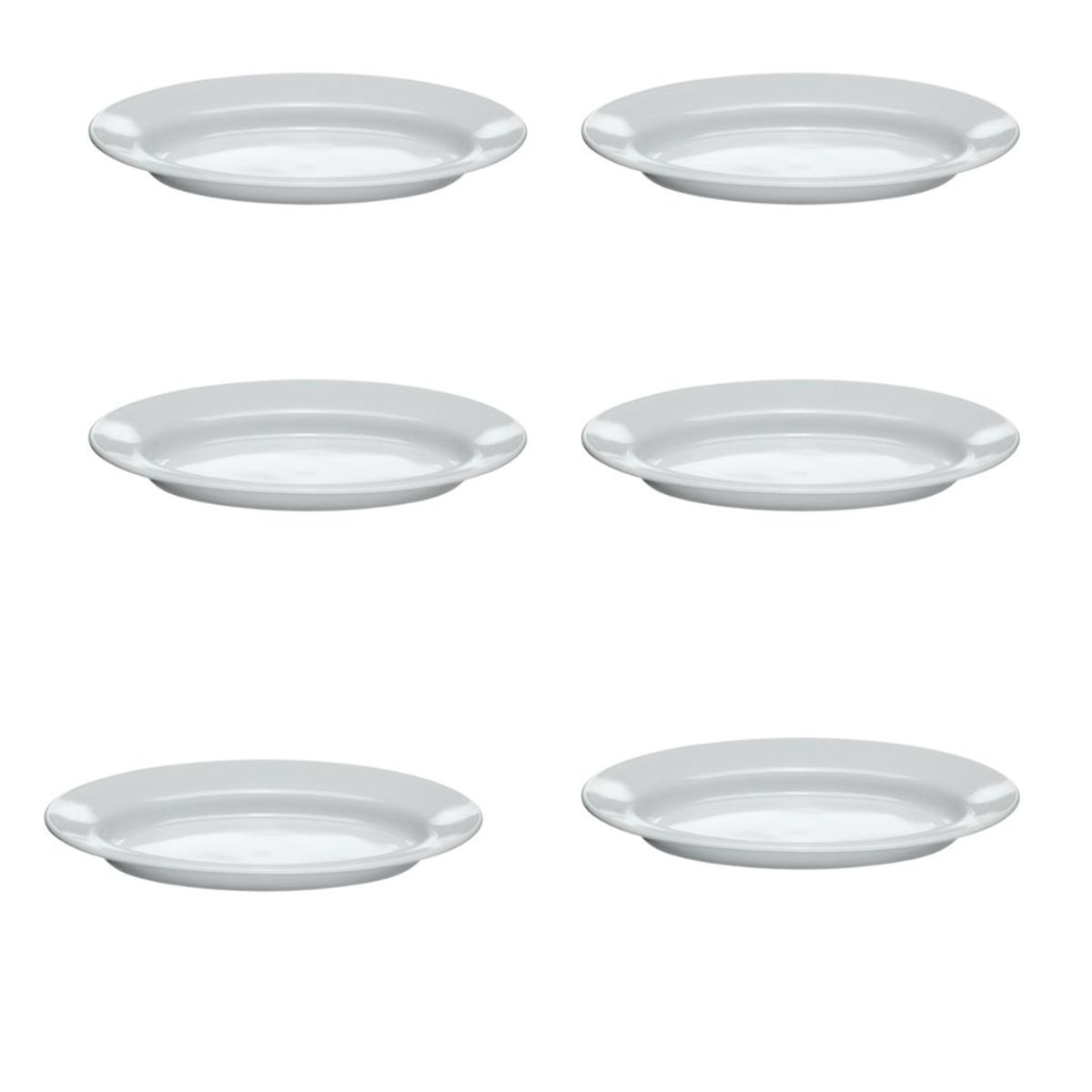 GENERICO - Pack 6 Platos Fuente Ovalado Vidrio Templado Blanco 22 Cm