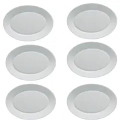 GENERICO - Pack De 6 Platos Fuente Ovalada Vidrio Templado Blanco 30 Cm