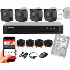 HIKVISION - Kit 4 Cámaras Full HD 1080p Lite 4 Bala Exterior+Disco Duro 1tb