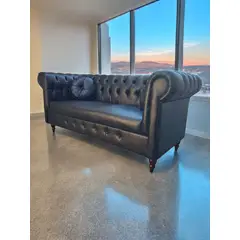 GENERICO - Sofá Chesterfield Capitoné Premium Negro