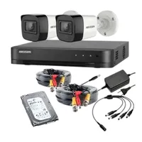 Kit 2 cámaras de seguridad tipo bala exterior Hikvision+disco duro