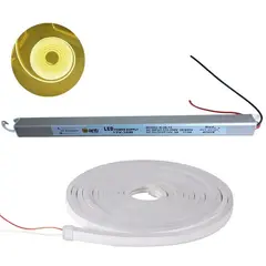 WANT - Cinta Led Neon Flexible 12v 5m+ Fuente De Poder Slim 12v 36w Cálida