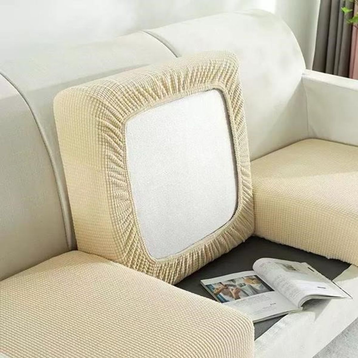 GENERICO - Funda De Asiento Para Cojines De Sofa Cuadrille  PACK 3