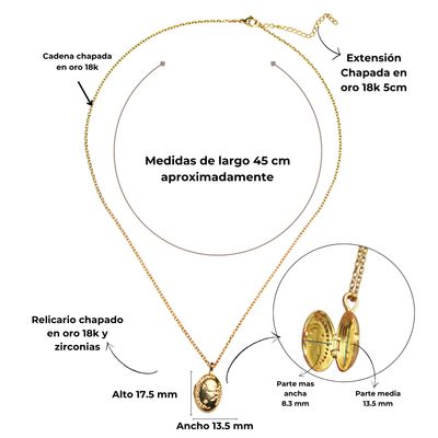 Imagen 2 del producto Relicario Lilian luna estrella zirconias Chapado en oro 18k