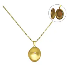 ELBAULDEJUMA - Relicario Dalia magnetico punto de luz chapado en oro 18k