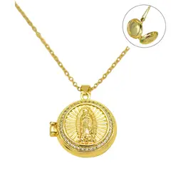 ELBAULDEJUMA - Relicario virgen Maria zirconias chapado en oro 18k