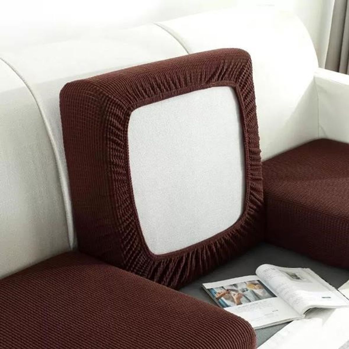 Funda De Asiento Para Cojines De Sofa Cuadrille PACK 5 CAFE, marca GENERICO - Foto Principal