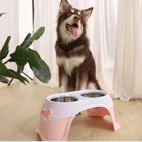 Comedero Doble para Mascotas Plato Doble Rosa