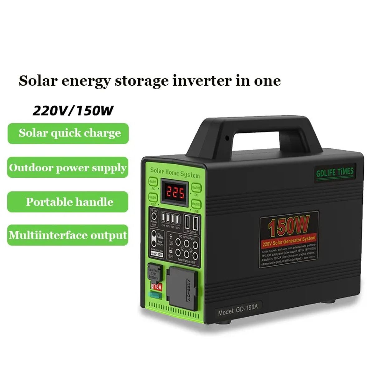 STARTECHOFFICE - Generador Solar 150W 4 Ampolletas LED Reflector / Panel Solar 50400mAh.