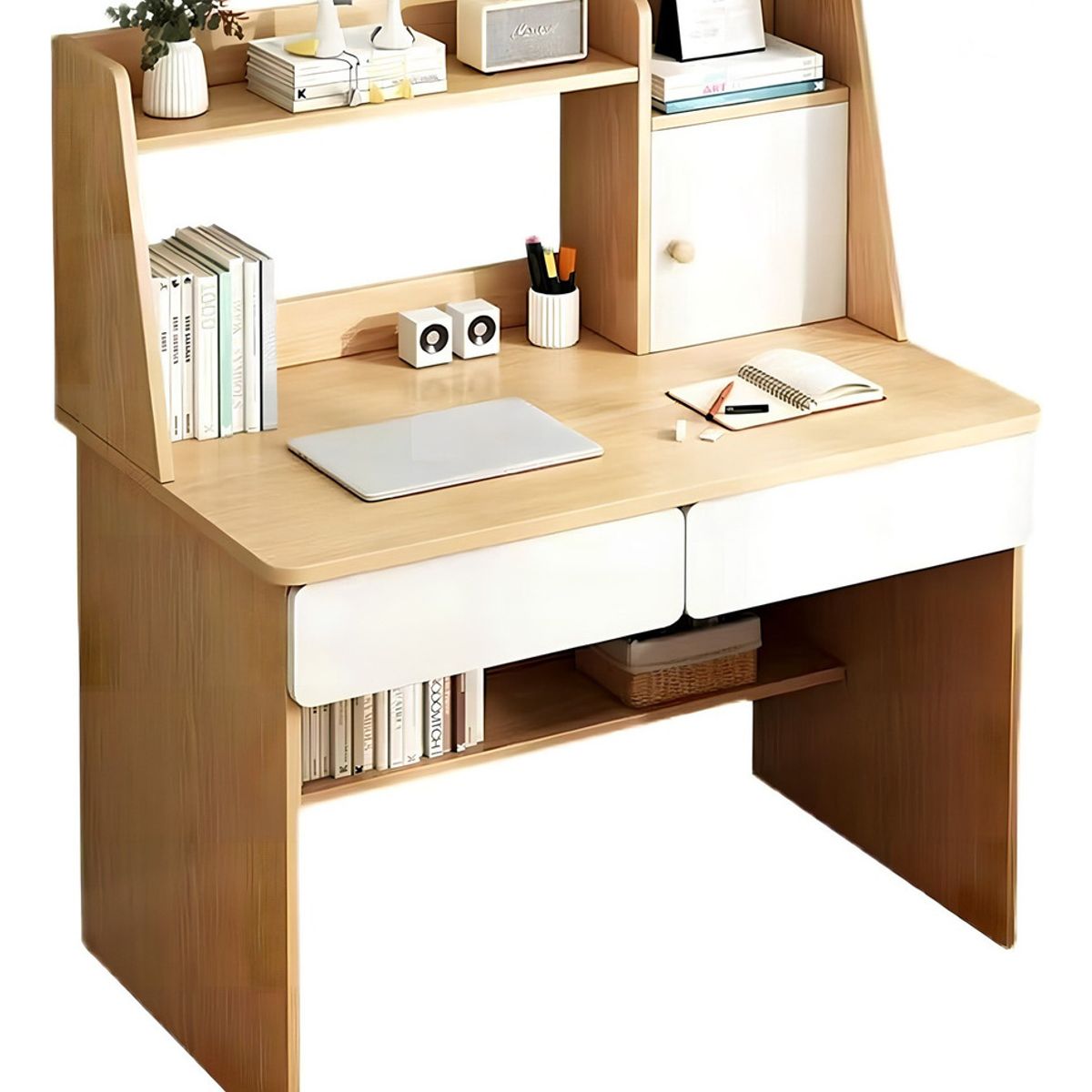ANYHOGAR - Escritorio Con Estanteria 80x110cm Cajón Gabinete Oficina