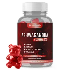 SUPLIDAILY - Ashwagandha KSM-66 Gomitas Vitamina D 450mg Antiestrés