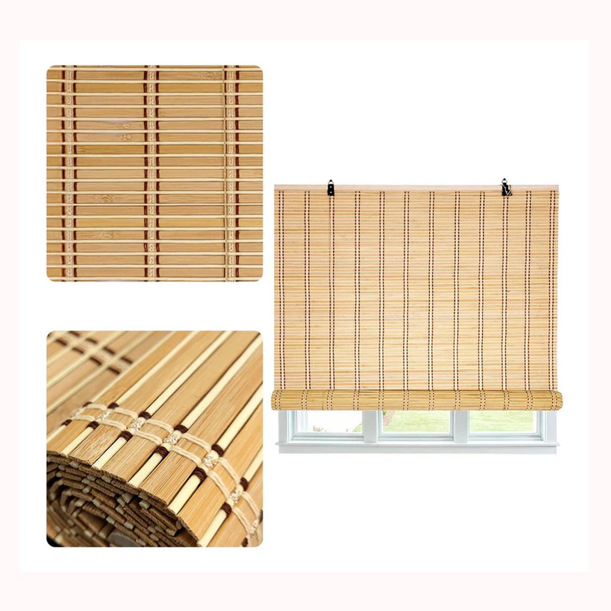 GENERICO - Cortina de bambú persiana roller enrollable Unicolor