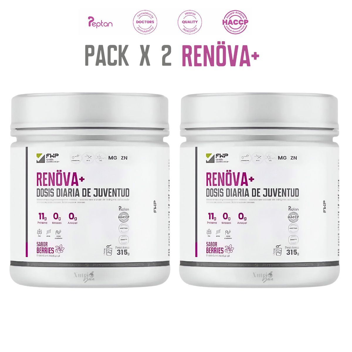 GENERICO - PACK 2un RENÖVA+ Colágeno Hidrolizado FWP Original-Biopéptidos Activos +Resveratrol +Q10 y Vitaminas