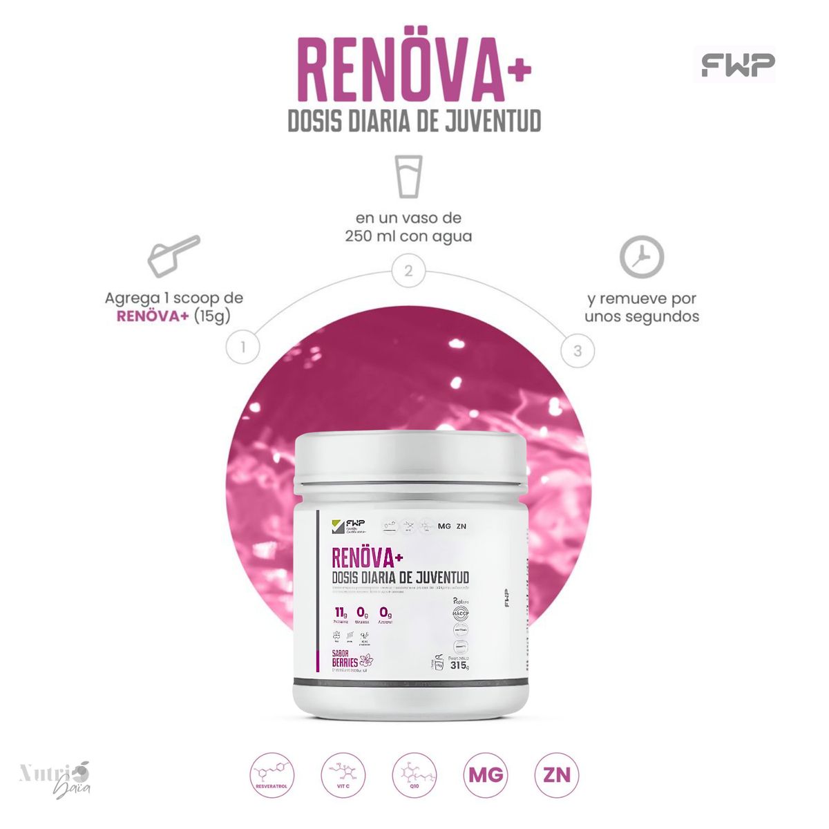 GENERICO - PACK 2un RENÖVA+ Colágeno Hidrolizado FWP Original-Biopéptidos Activos +Resveratrol +Q10 y Vitaminas