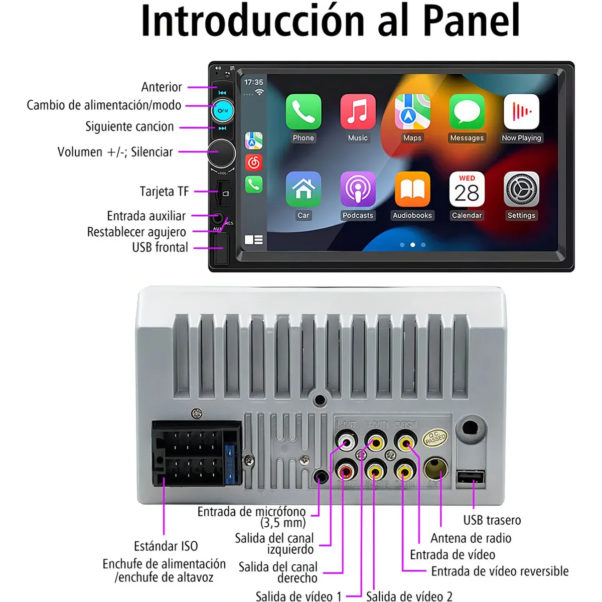 AUDOTO - Central Multimídia Universal 2 Din  Mp5 Color Gris Oscuro