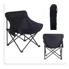 GENERICO - Silla Camping Plegable Outdoor Portatil Respaldo Alto Con Bolso Negro