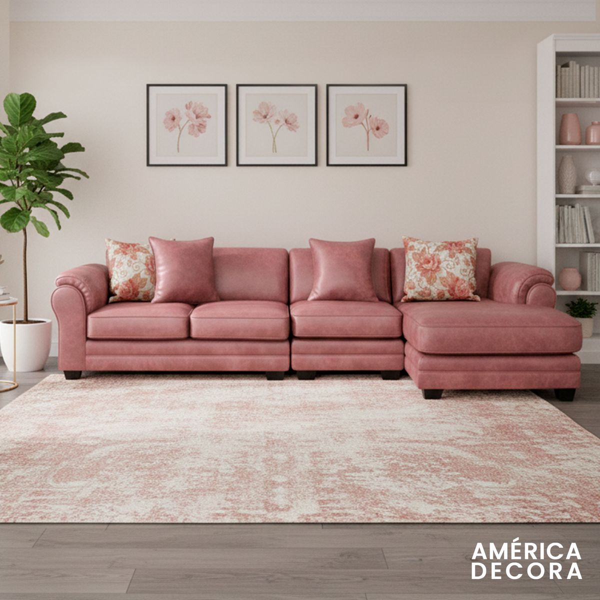 AMERICA DECORA - Sofá Seccional Derecho 5 Cuerpos XL Con Resorte Estructural Grandón Envejecido