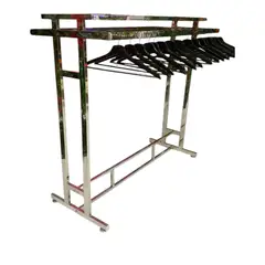 GENERICO - Perchero Metálico Cromado Doble para Exhibición de Ropa Gms