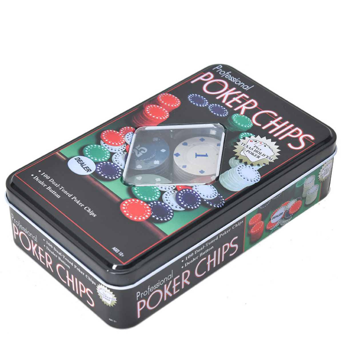 GENERICO - Set de Poker 100 Fichas en Caja Metálica Portátil Chips Numerado Resistente Profesionales