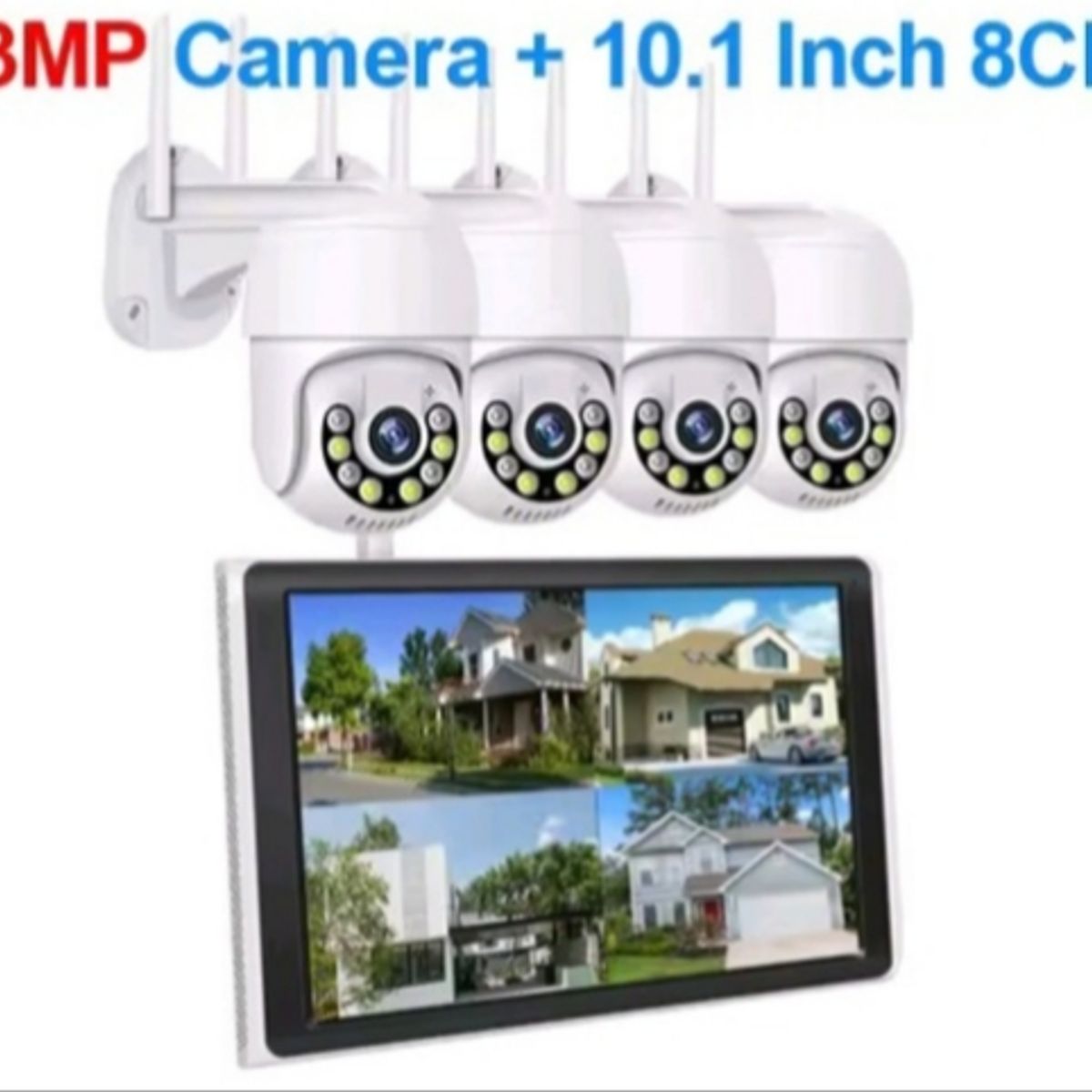 ARTIHOGAR - Kit 4 Camaras  Seguridad Inalambricas FHD Audio con Pantalla LCD + Disco 1 Tera