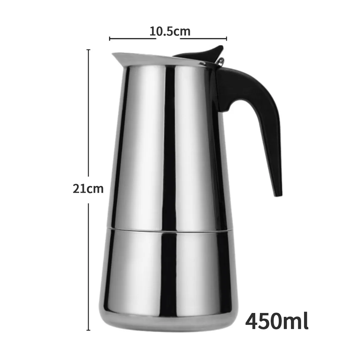 ATURE - Cafetera Mocha De 450 Ml 9 Tazas Acero Inoxidable Plateado