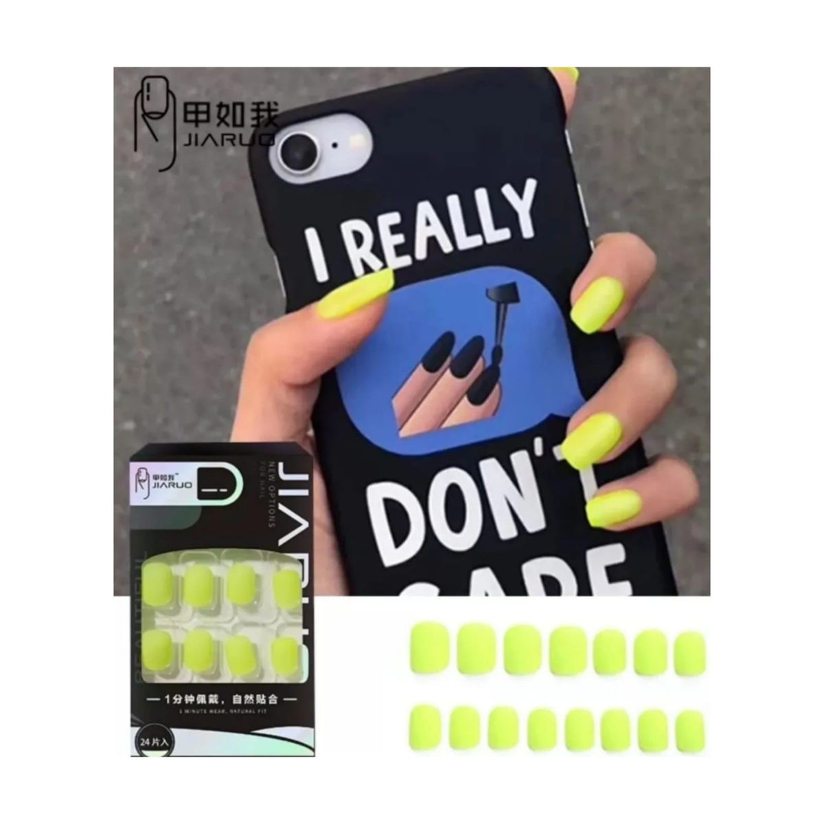 GENERICO - Uñas Press On Manicura Kit Uñas Postizas Color Verde Fluor46