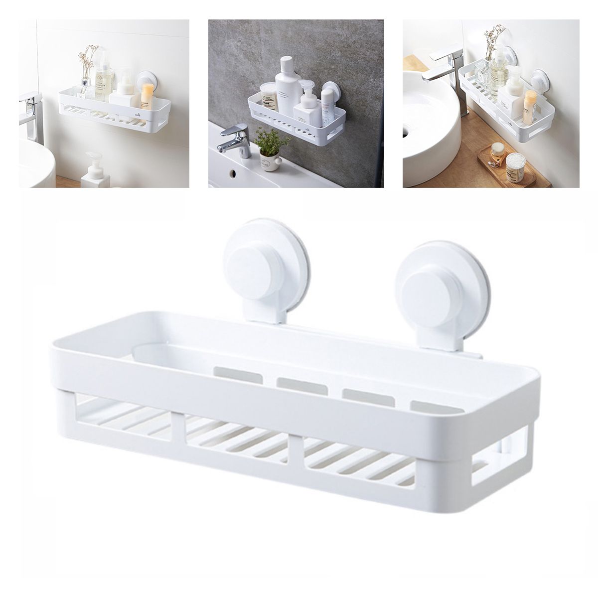 ATURE - Estante De Baño Con Ventosas Sin Taladrar Color Blanco