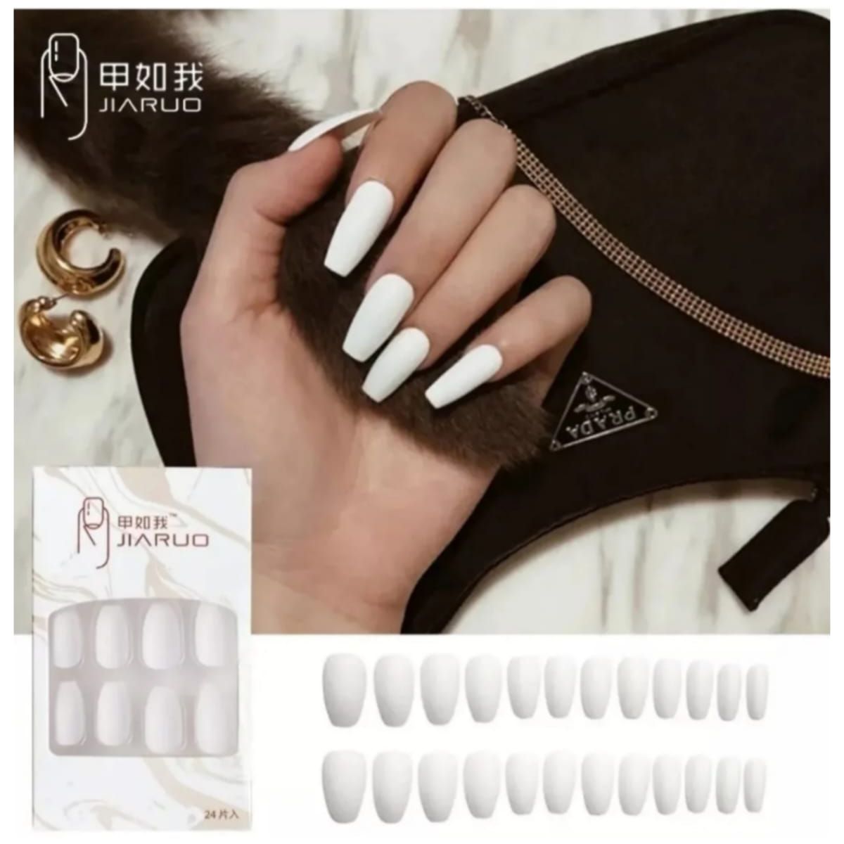 GENERICO - Uñas Press On Manicura Kit Uñas Postizas Color Blanco7