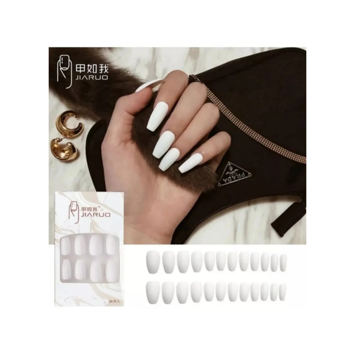 GENERICO - Uñas Press On Manicura Kit Uñas Postizas Color Blanco7