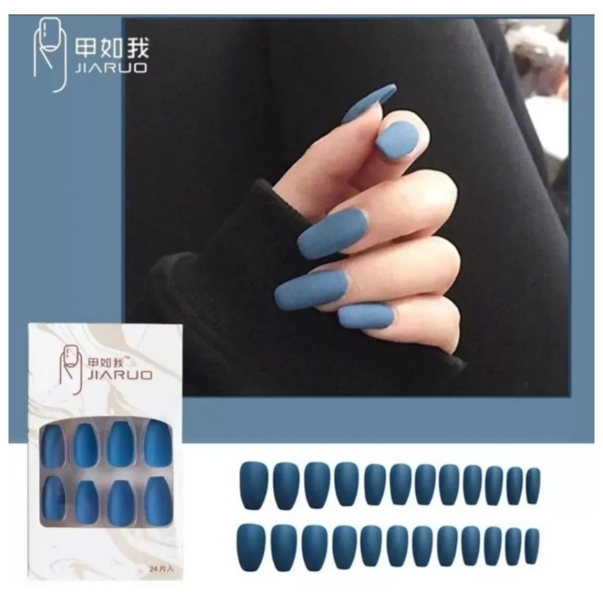 GENERICO - Uñas Press On Manicura Kit Uñas Postizas Color Azul8
