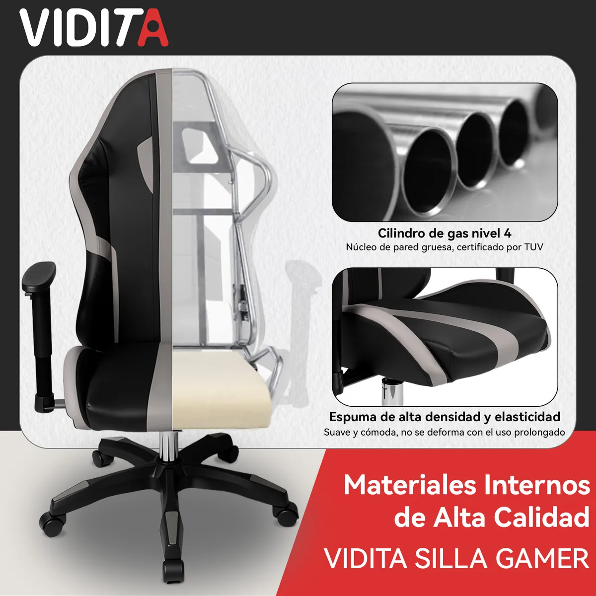 VIDITA - Silla Gamer VIDITA Ergonómica Reclinable con Respaldo Alto y Apoyabrazos Ajustables