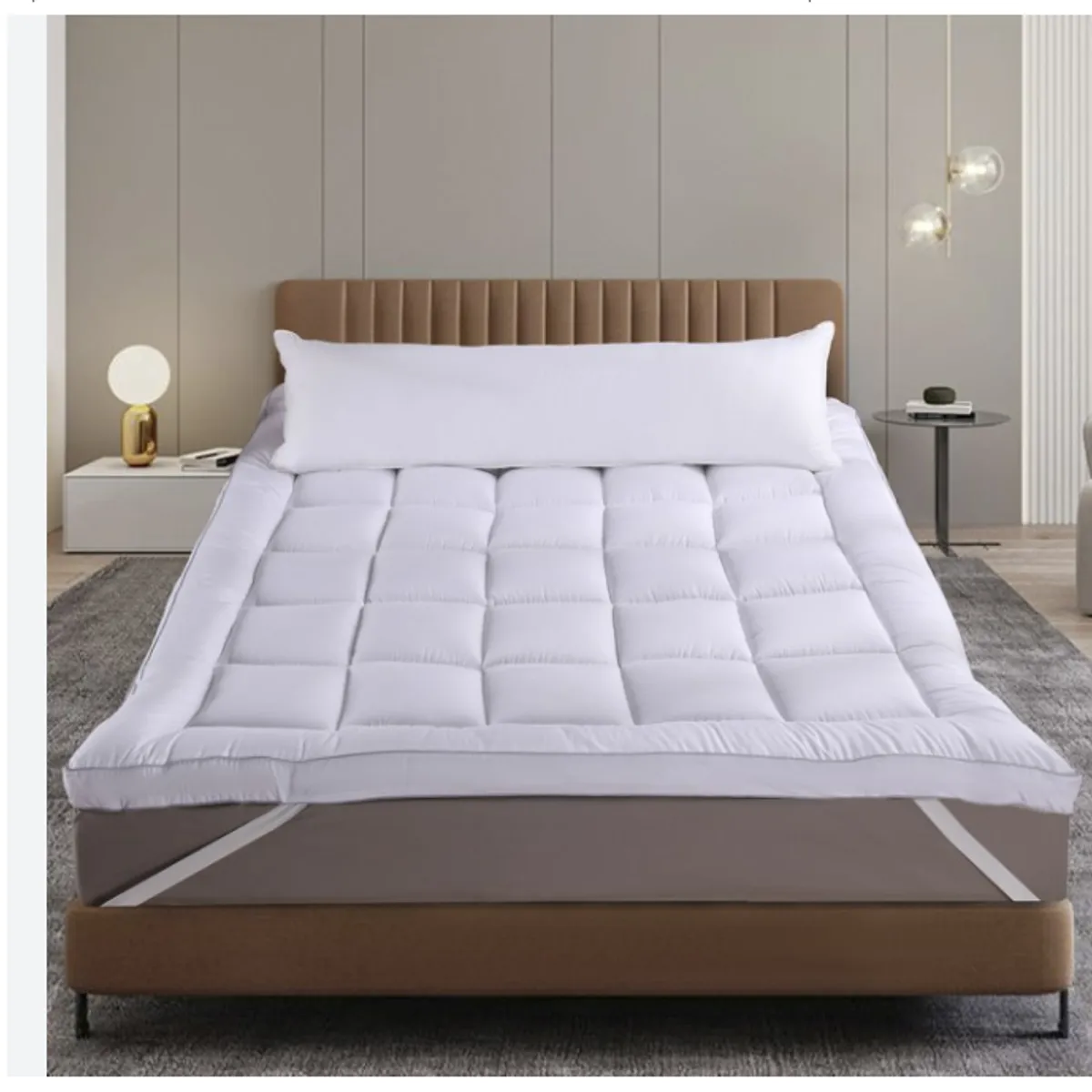 VETECASA - Cubrecolchón Topper Ultra Acolchado 2 Plazas Blanco