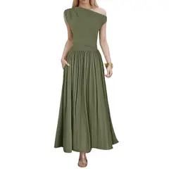 GIOIO - Vestido Mujer Casual Versátil y Cómodo Verde