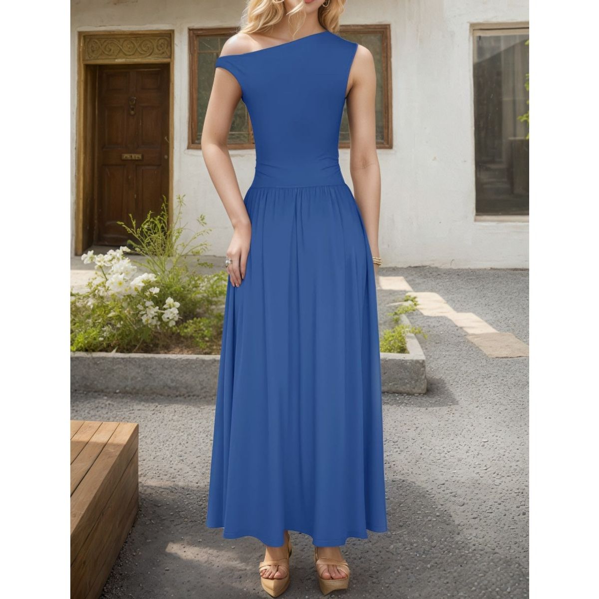 GIOIO - Vestido Mujer Casual Versátil y Cómodo Azul