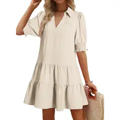 GIOIO - Vestido Mujer Casual Versátil y Cómodo Beige
